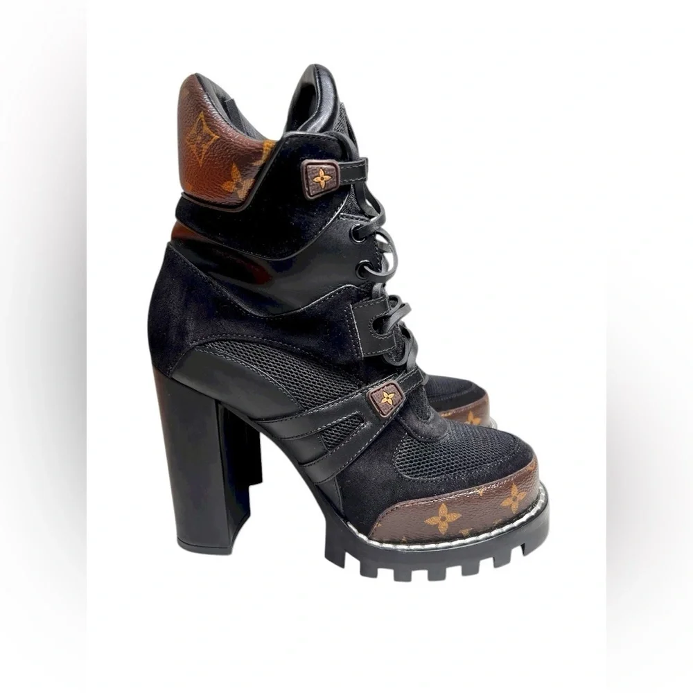 Louis Vuitton Monogram Star Trail High Heel Ankle Boots Size 38